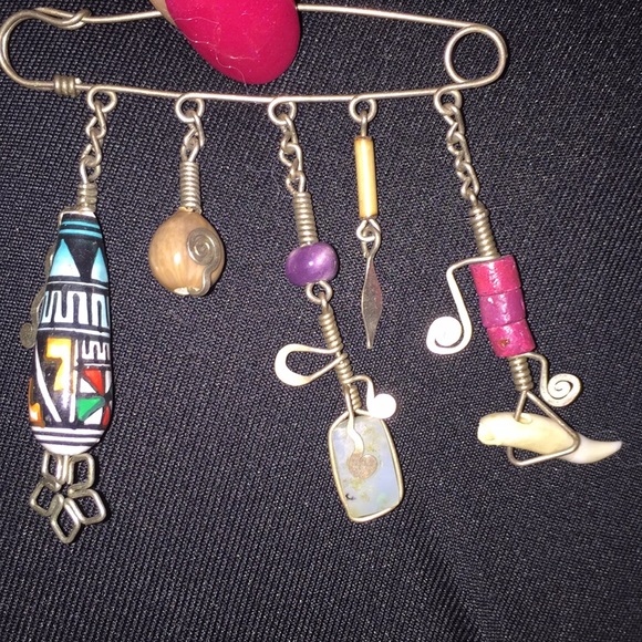 Wearable Art pin “Diaper pin” BoHo/gypsy/festival - Picture 7 of 8